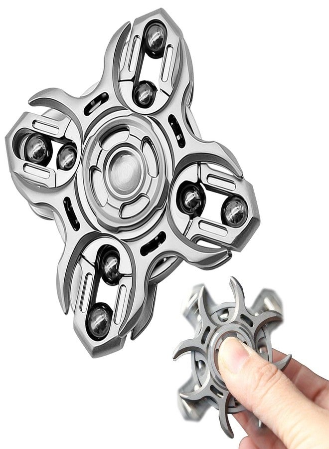7JI Tuning Fork Fingertip Gyroscope Premium Stainless Steel Fidget Toys,Adult Stress & Anxiety Relief, Long Spin Time Stress Relief Toy Three-Layer Metal - Image 1